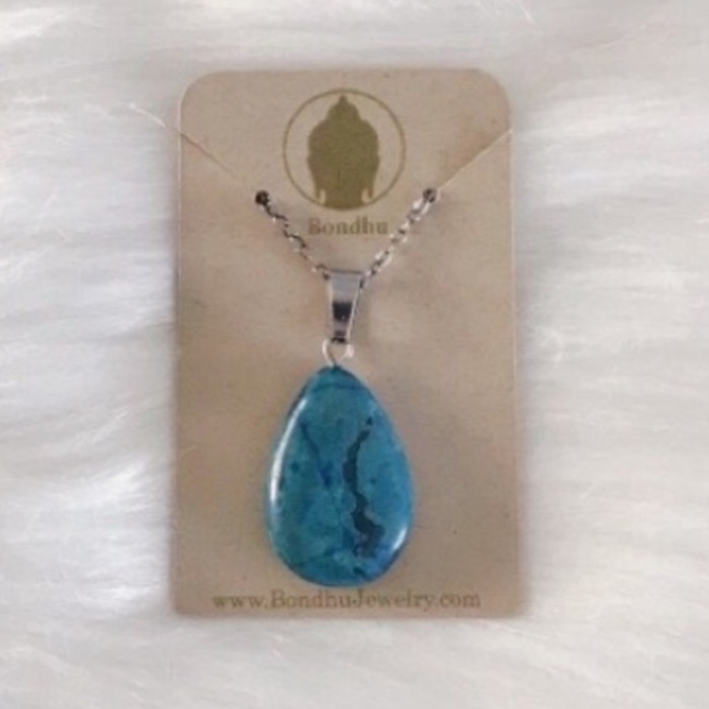 β¨HPβ¨ Blue Jasper Teardrop Sterling Silver Necklace